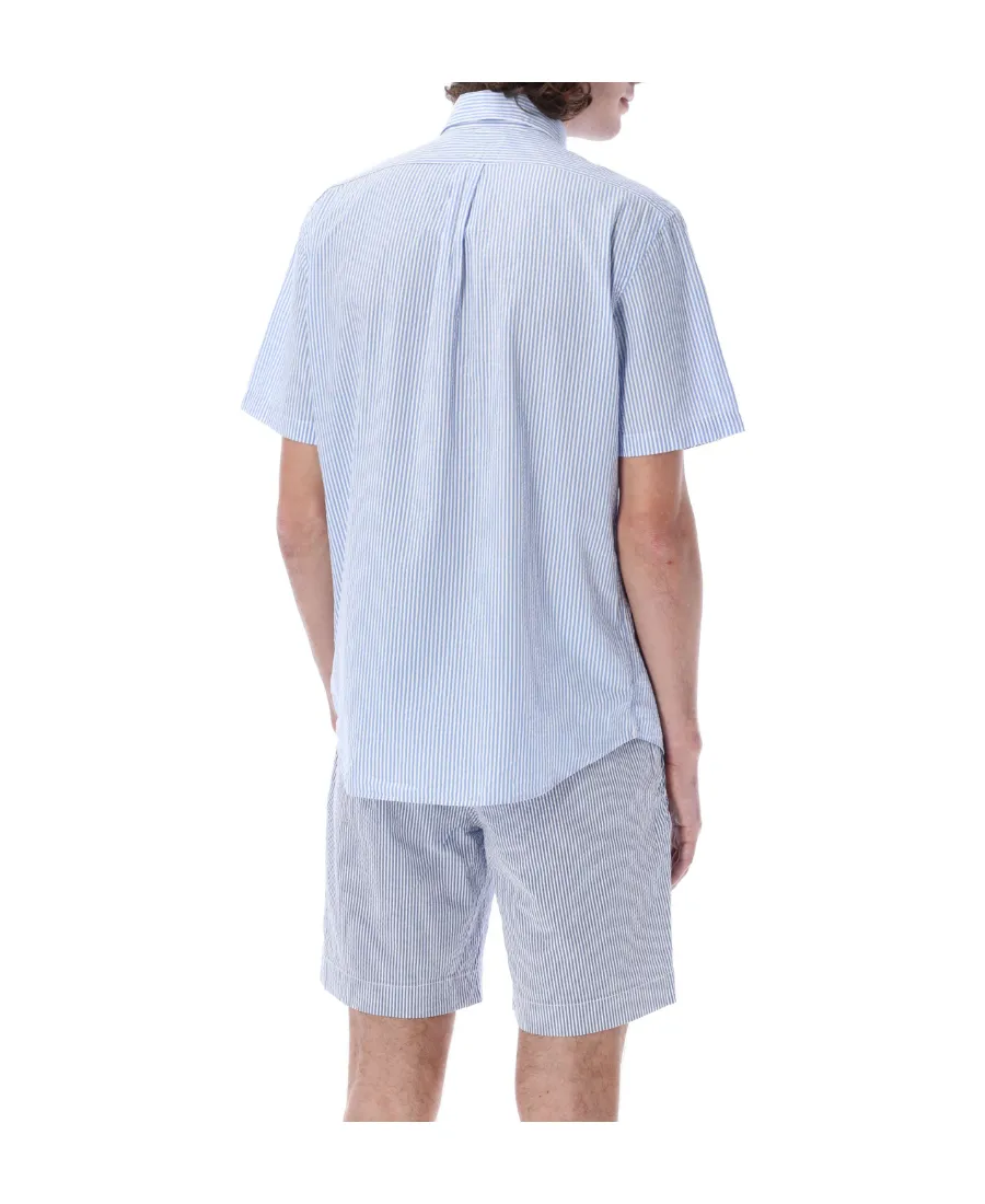 Embroidered-Logo Candy Stripe Shirt