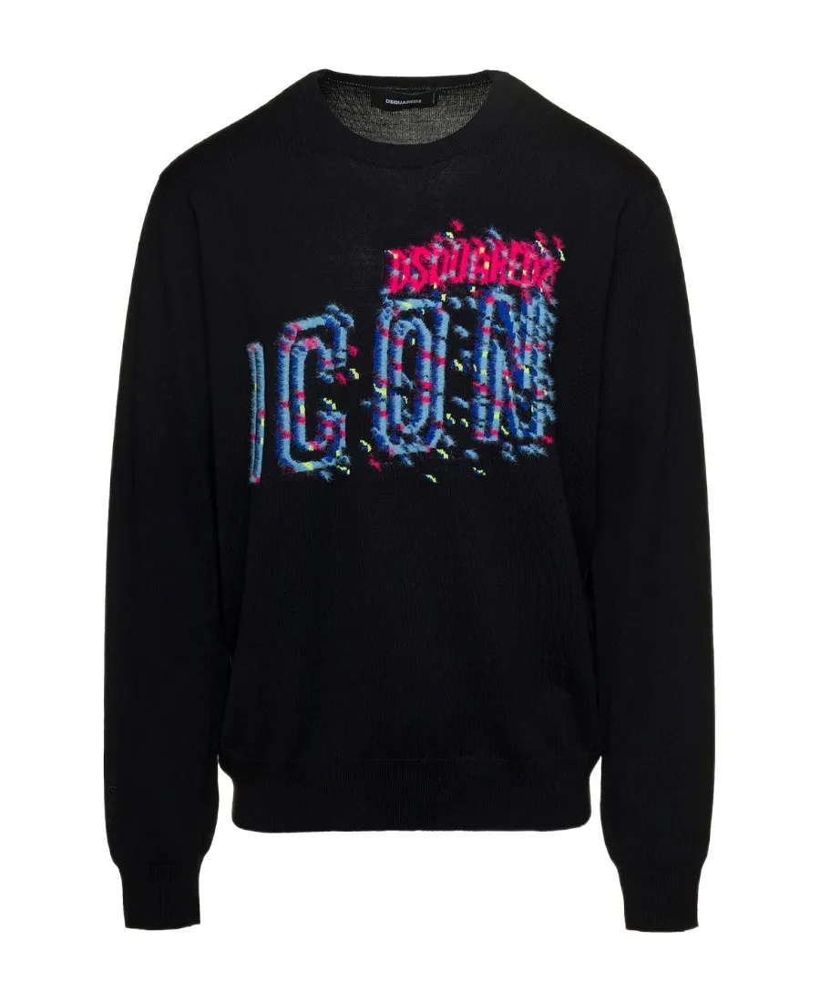 Dsquared2 Logo Intarsia Knitted Crewneck Jumper