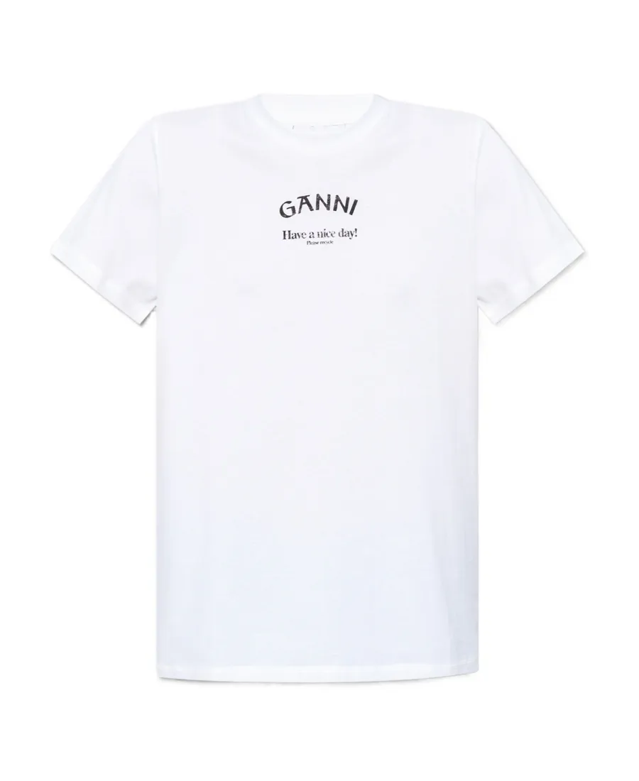 Ganni Logo Printed Crewneck T-Shirt
