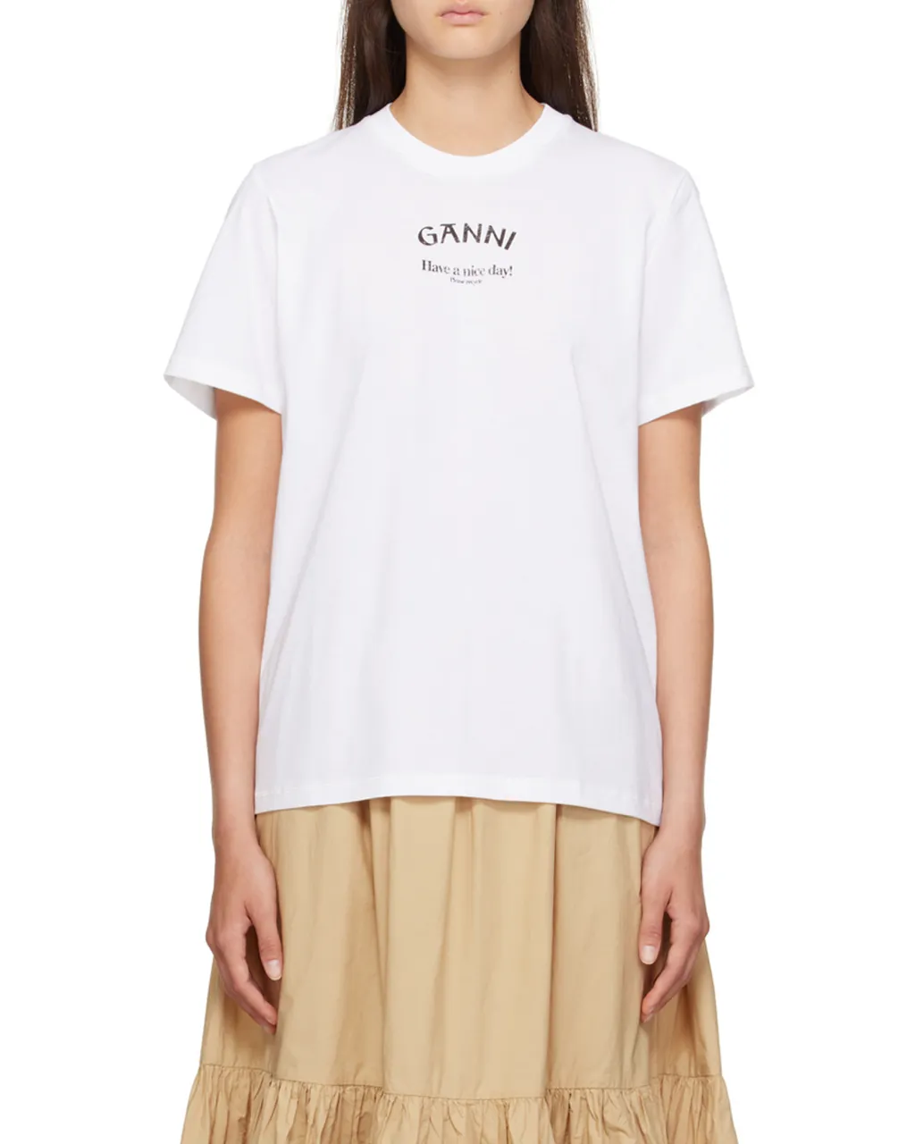Ganni Logo Printed Crewneck T-Shirt