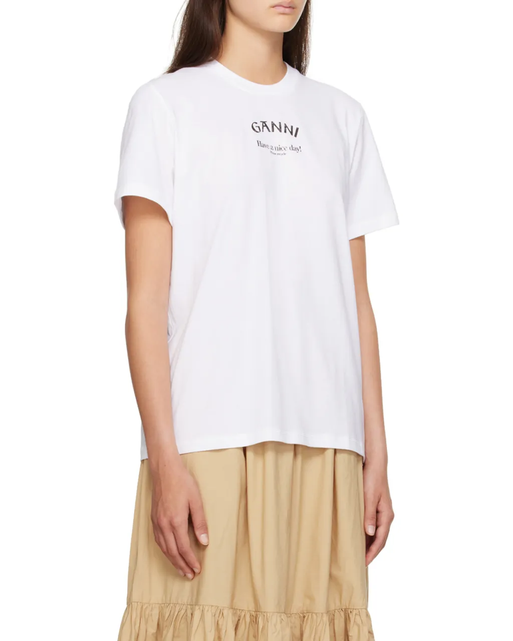 Ganni Logo Printed Crewneck T-Shirt