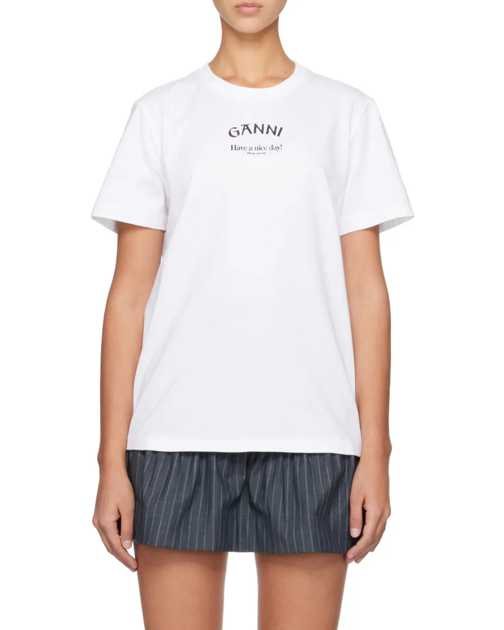 Ganni Logo Printed Crewneck T-Shirt