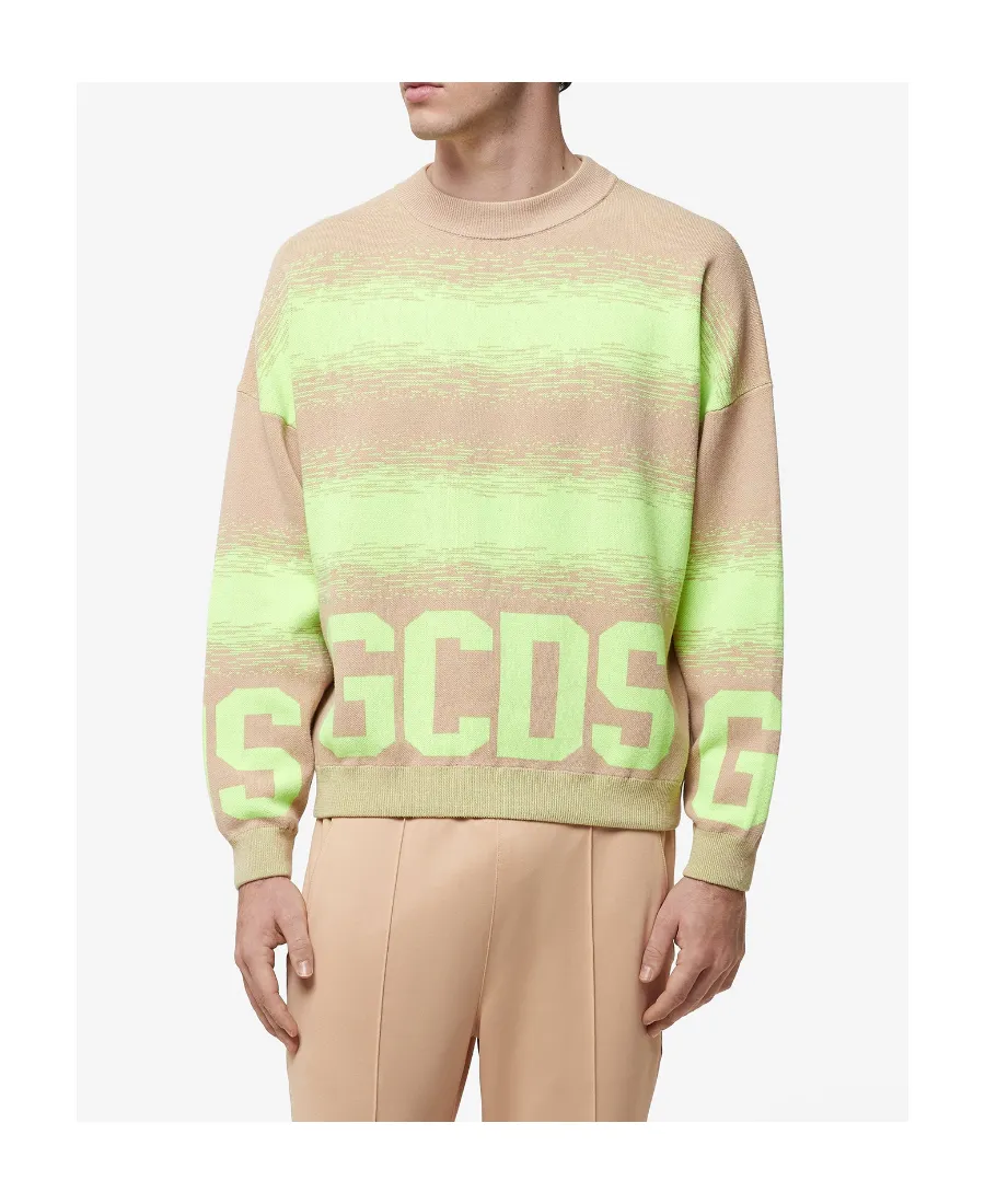 Gcds Logo Intarsia Striped Knit Sweater