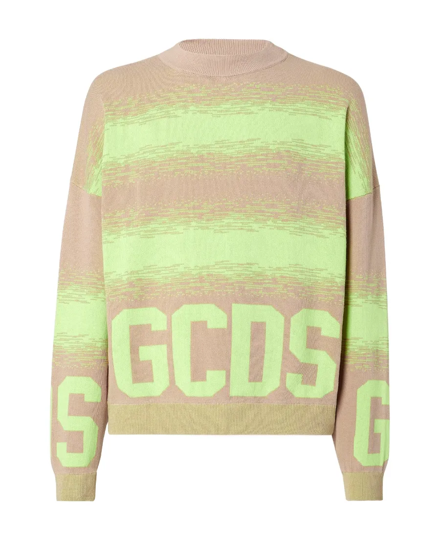 Gcds Logo Intarsia Striped Knit Sweater