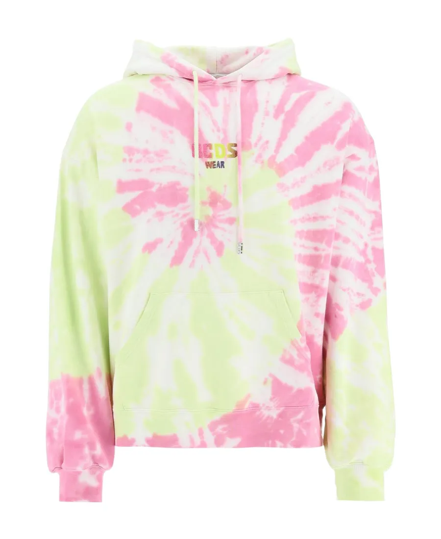 Gcds Logo Printed Tie-Dyed Drawstring Hoodie
