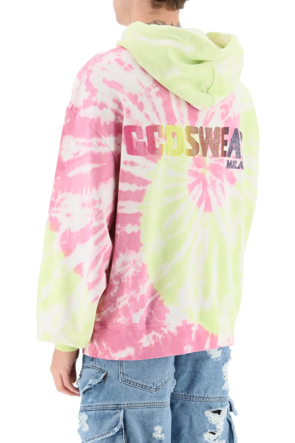 Gcds Logo Printed Tie-Dyed Drawstring Hoodie