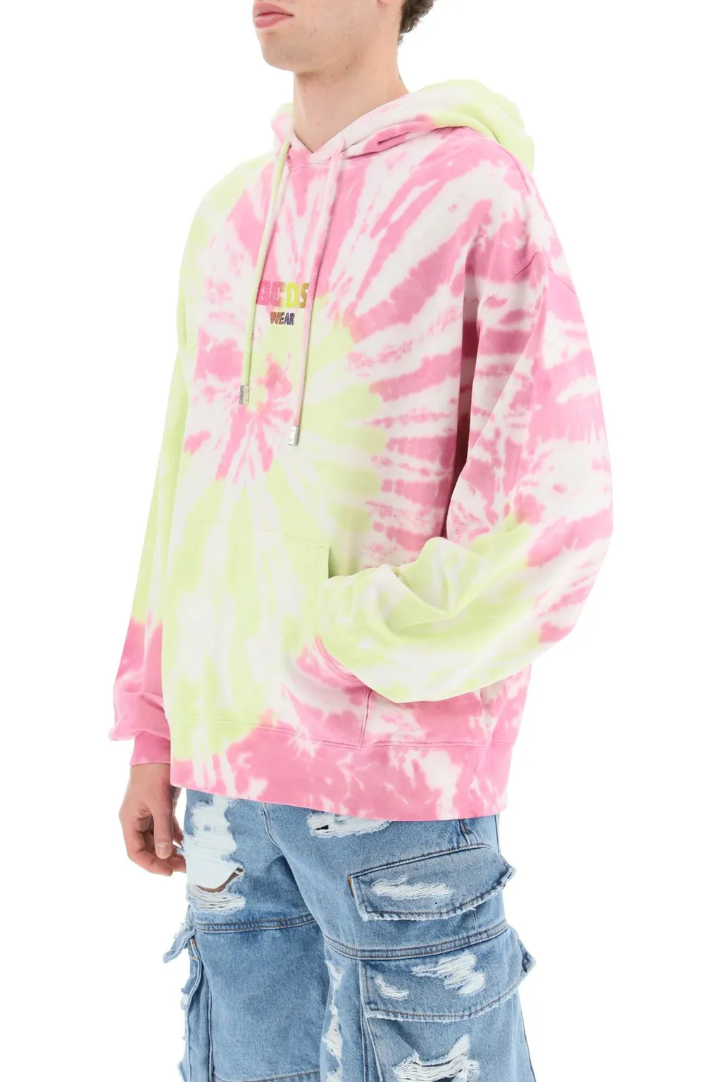 Gcds Logo Printed Tie-Dyed Drawstring Hoodie