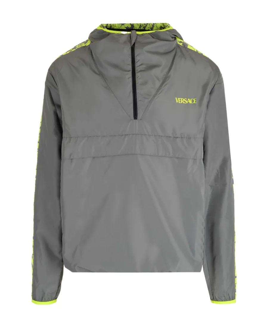 Versace Logo Printed Half-Zip Jacket