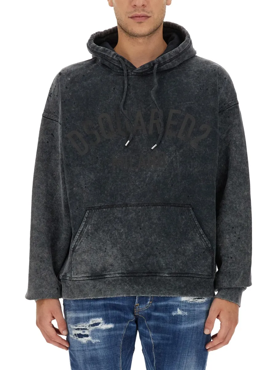 Dsquared2 Logo Printed Drawstring Hoodie