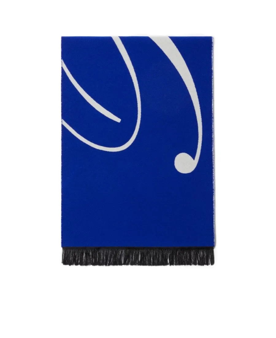 Burberry Logo Intarsia-Knit Fringe-Edged Scarf