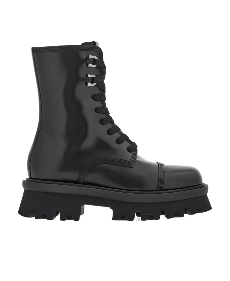 Salvatore Ferragamo Chunky Lace-Up Combat Boots