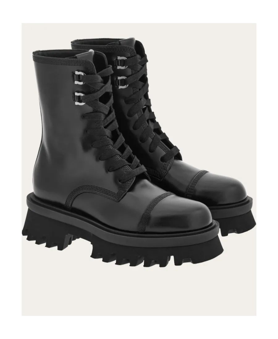 Salvatore Ferragamo Chunky Lace-Up Combat Boots
