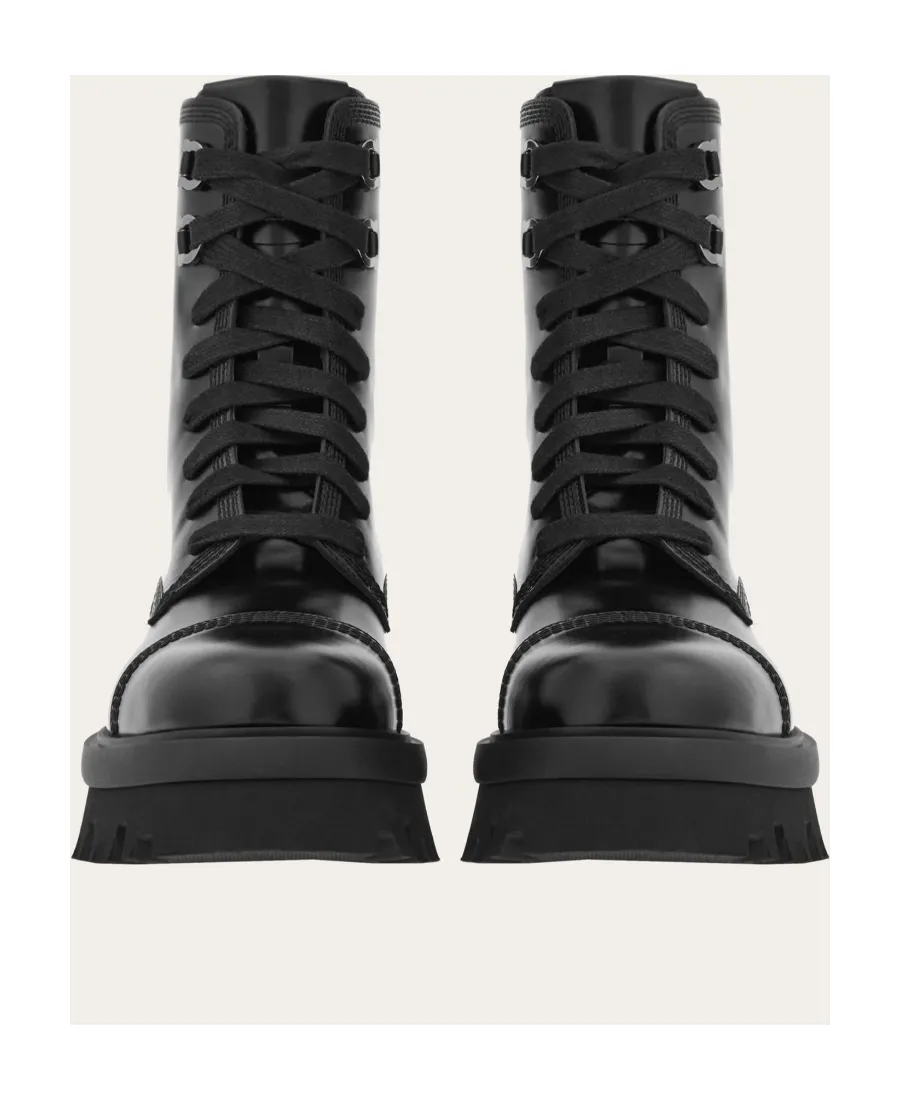 Salvatore Ferragamo Chunky Lace-Up Combat Boots