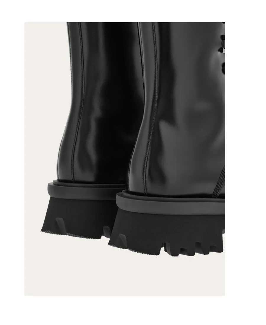 Salvatore Ferragamo Chunky Lace-Up Combat Boots