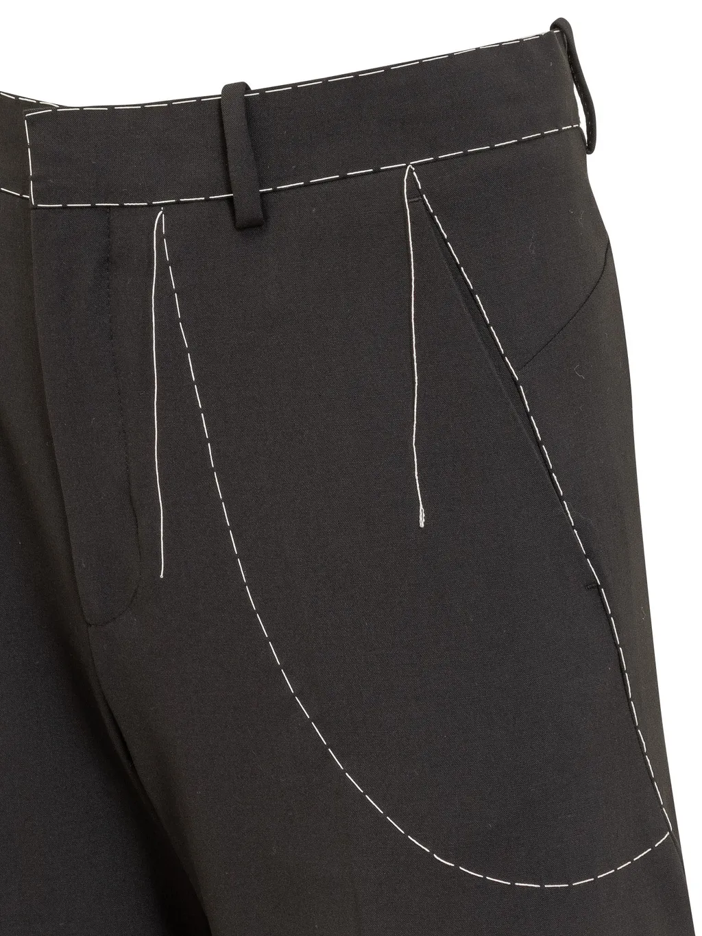 Off-White Contrasting Line Straight Leg Trousers