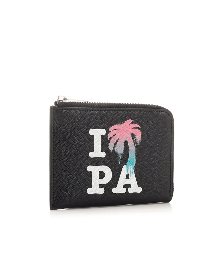 Palm Angels Logo Printed Zipped Wallet