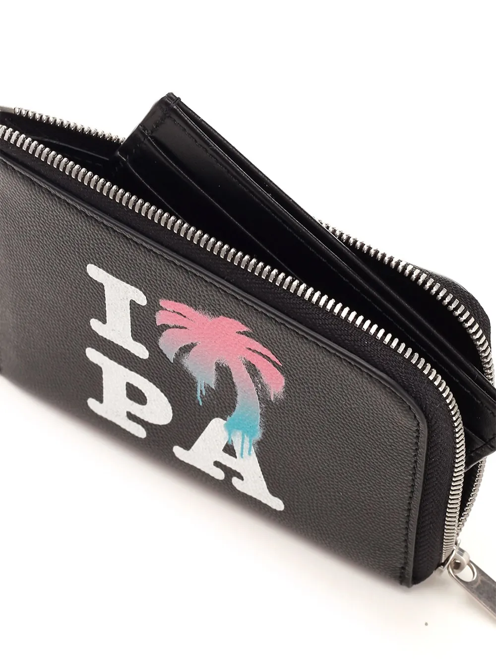 Palm Angels Logo Printed Zipped Wallet
