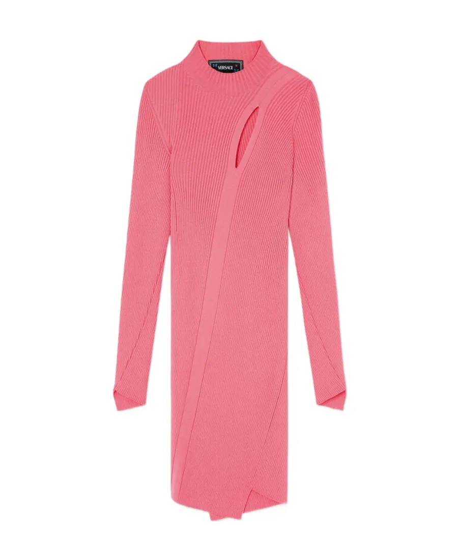 Ribbed-Knit Slashed Minidress