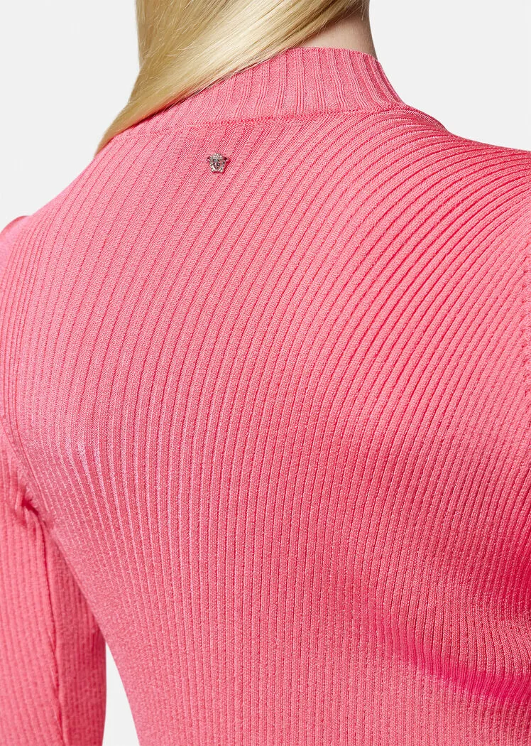 Ribbed-Knit Slashed Minidress