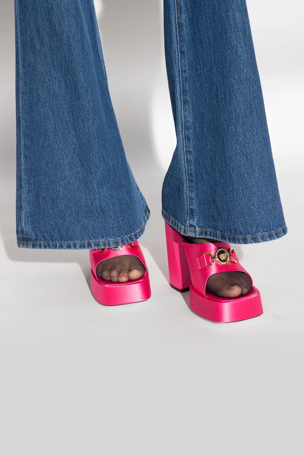 Versace Medusa Embellished Slip-On Sandals