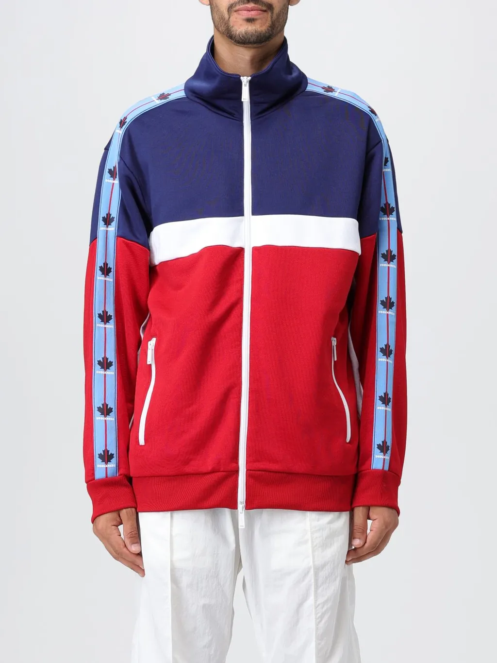 Logo-Tape Detail Zip-Up Cardigan