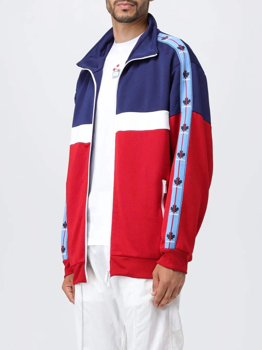 Logo-Tape Detail Zip-Up Cardigan