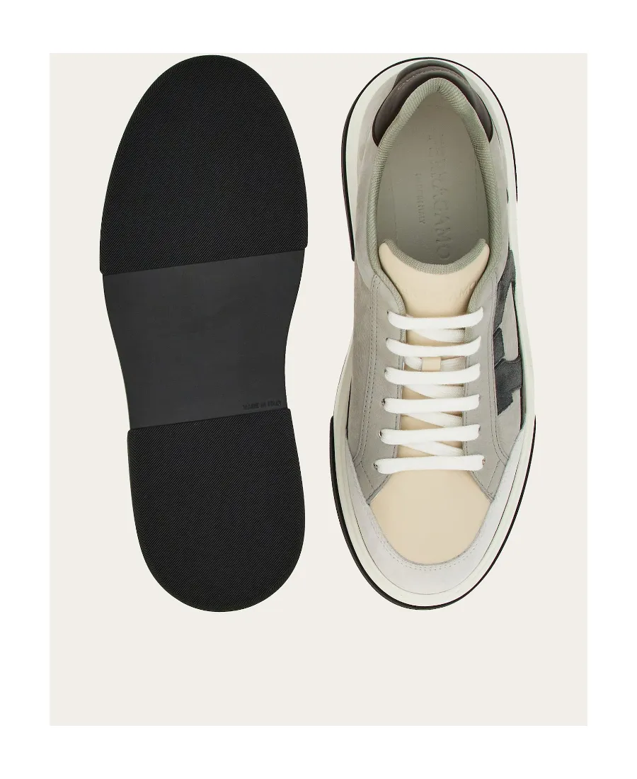 Salvatore Ferragamo Gancini-Embroidered Lace-Up Sneakers