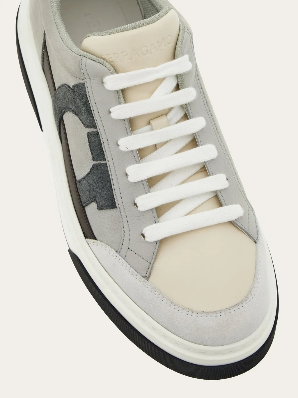 Salvatore Ferragamo Gancini-Embroidered Lace-Up Sneakers