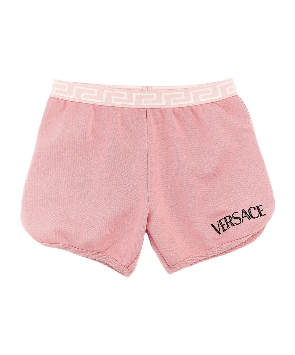 Versace Kids Logo Embellished Elasticated Waistband Shorts