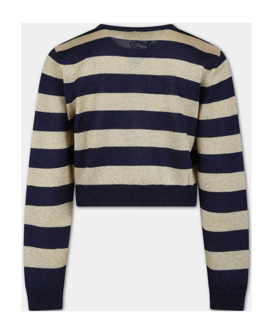 Versace Kids Logo Embroidered Striped Sweater