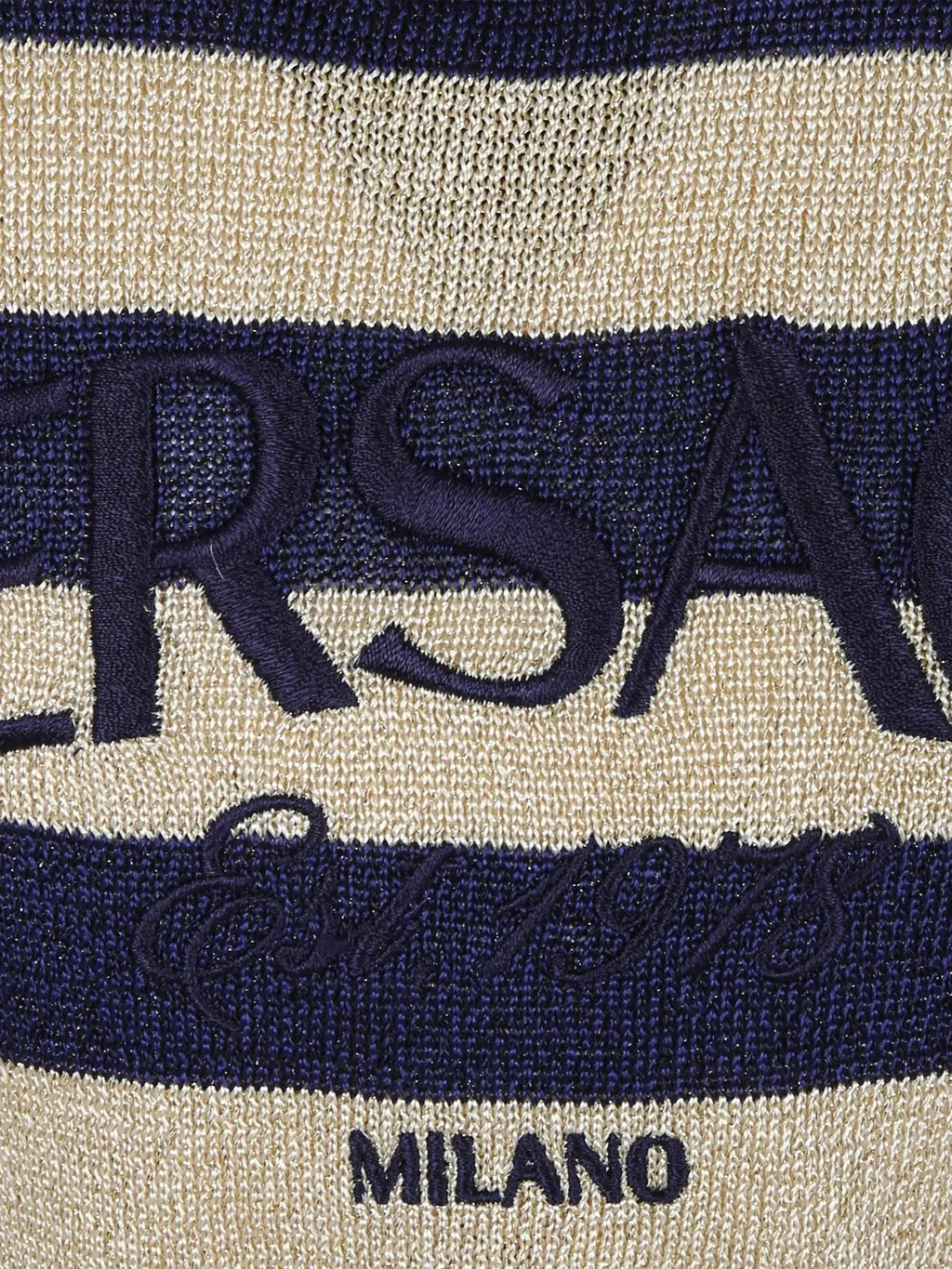 Versace Kids Logo Embroidered Striped Sweater