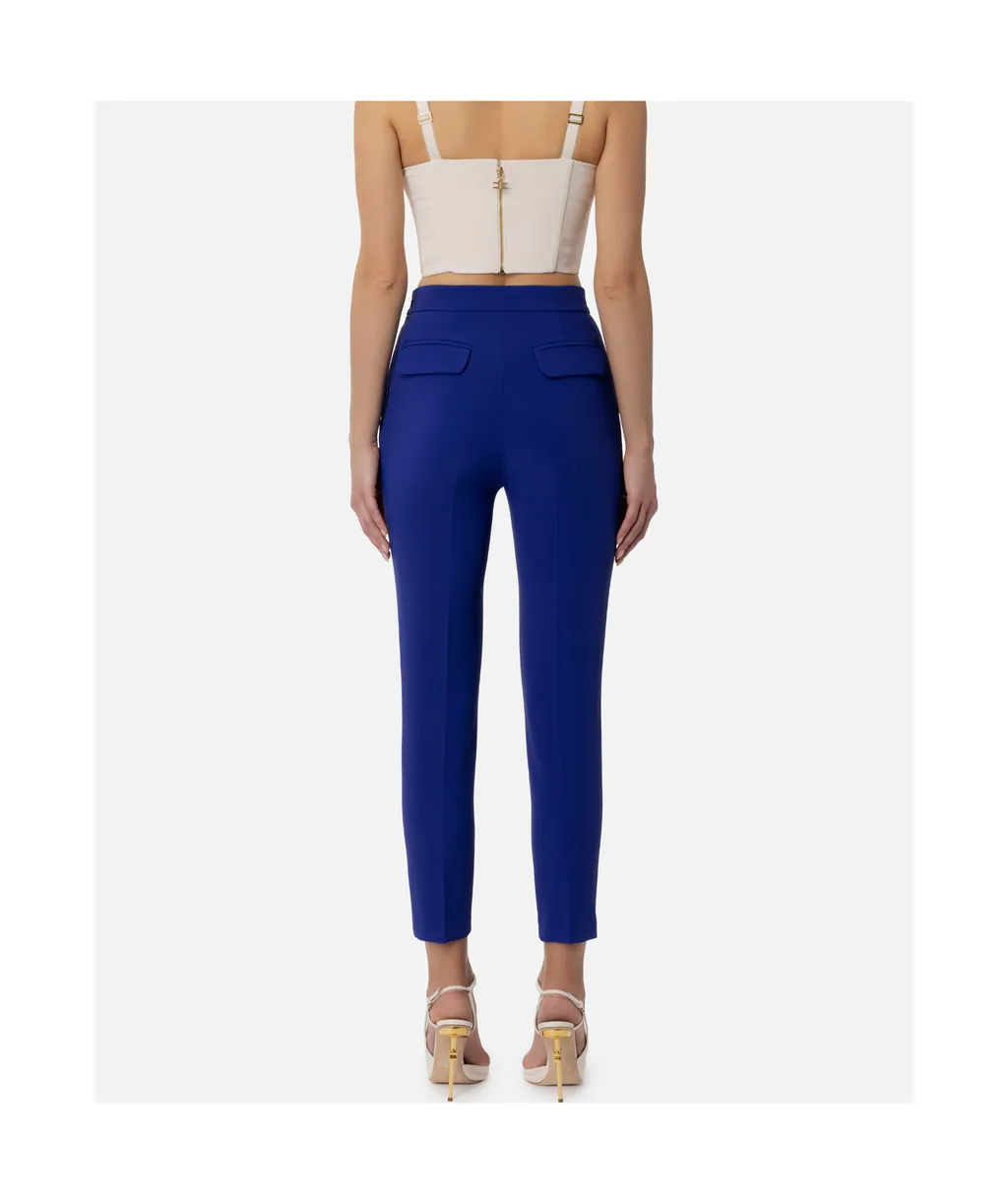 Elisabetta Franchi Logo Plaque Tapered Trousers