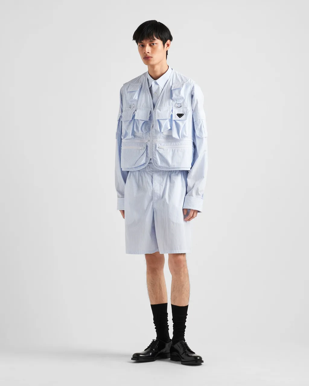 Prada Striped Zip Up Gilet