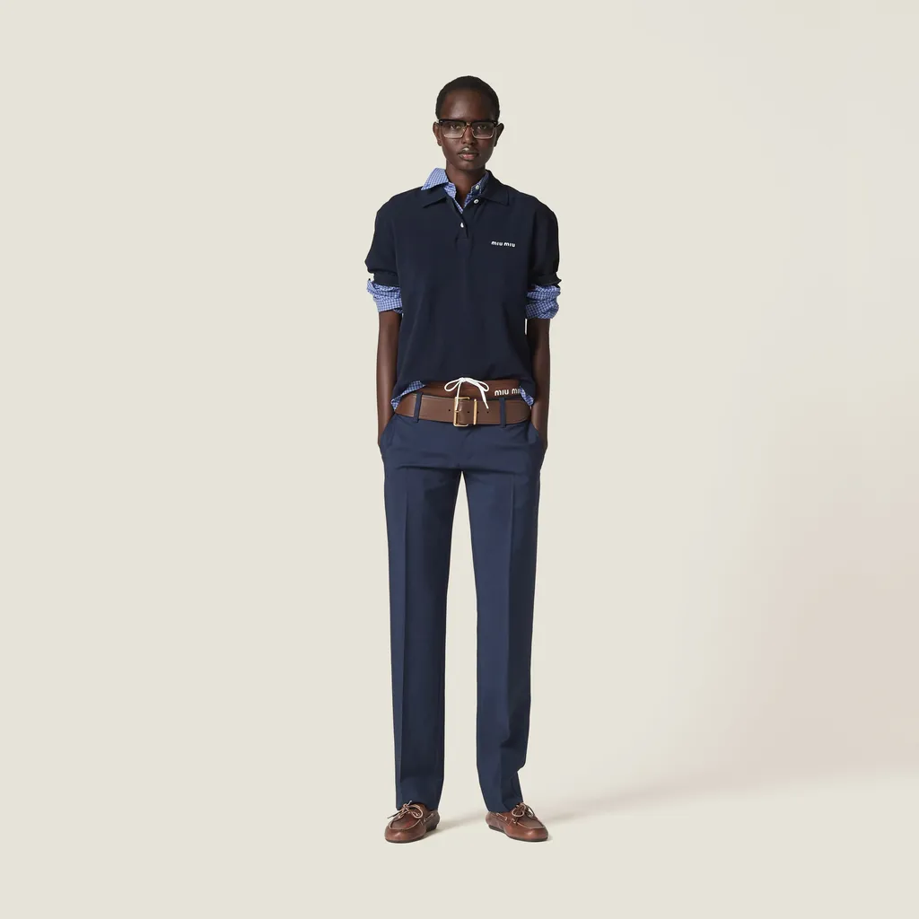 Miu Miu Logo-Embroidered Straight Leg Trousers
