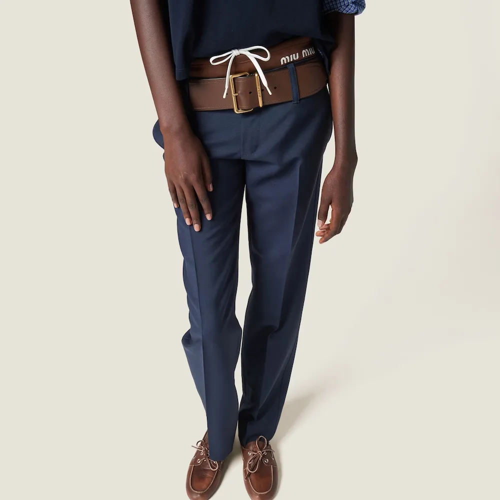Miu Miu Logo-Embroidered Straight Leg Trousers