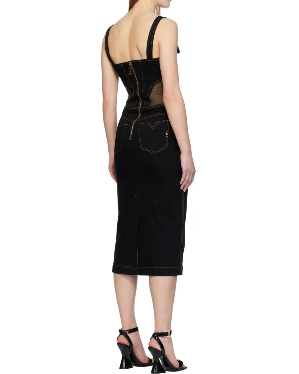 Versace Jeans Couture Contrast-Stitching Sleeveless Denim Dress