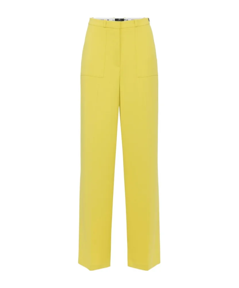 Elisabetta Franchi Logo Patch Wide-Leg Trousers