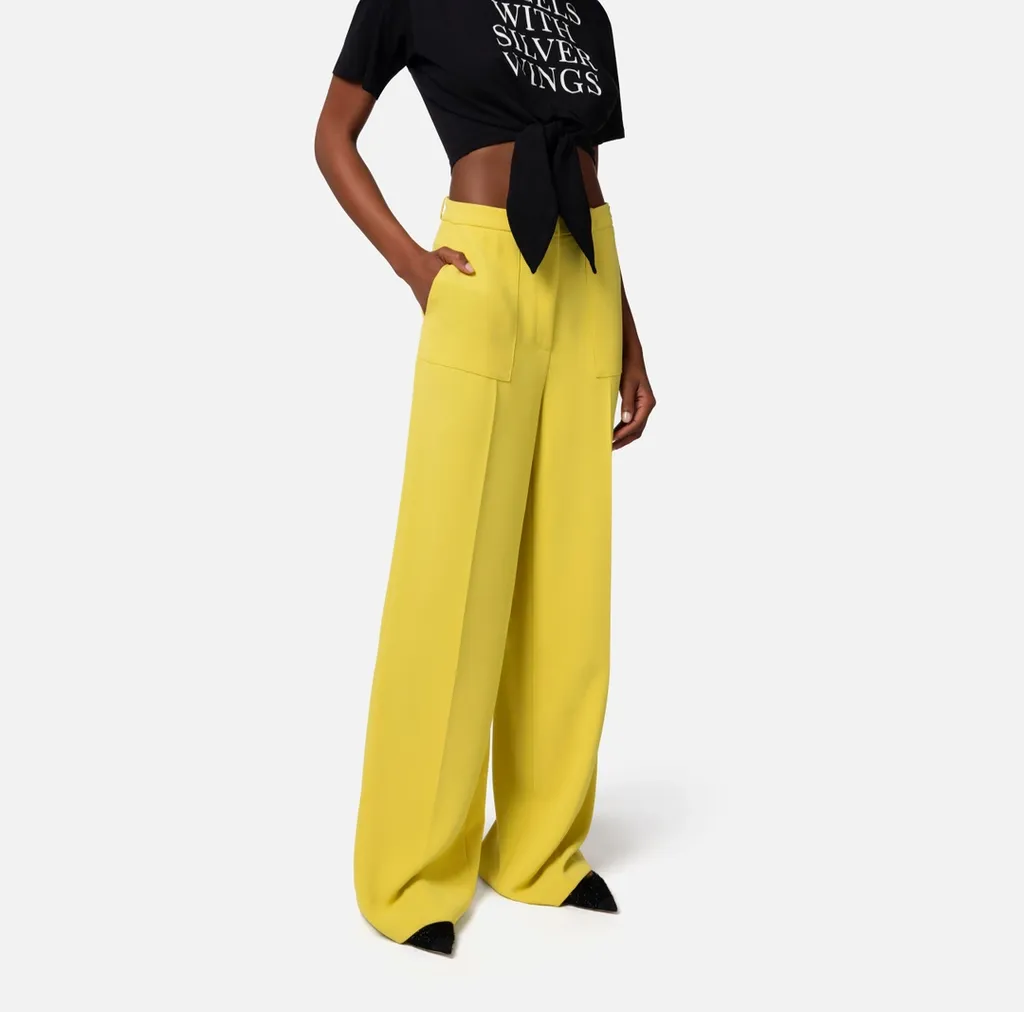 Elisabetta Franchi Logo Patch Wide-Leg Trousers