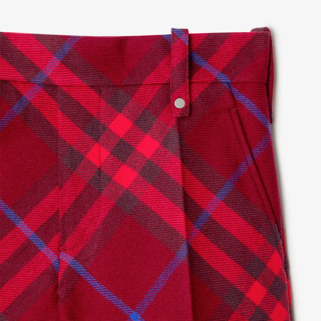 Burberry Checked Pleated Straight-Leg Trousers