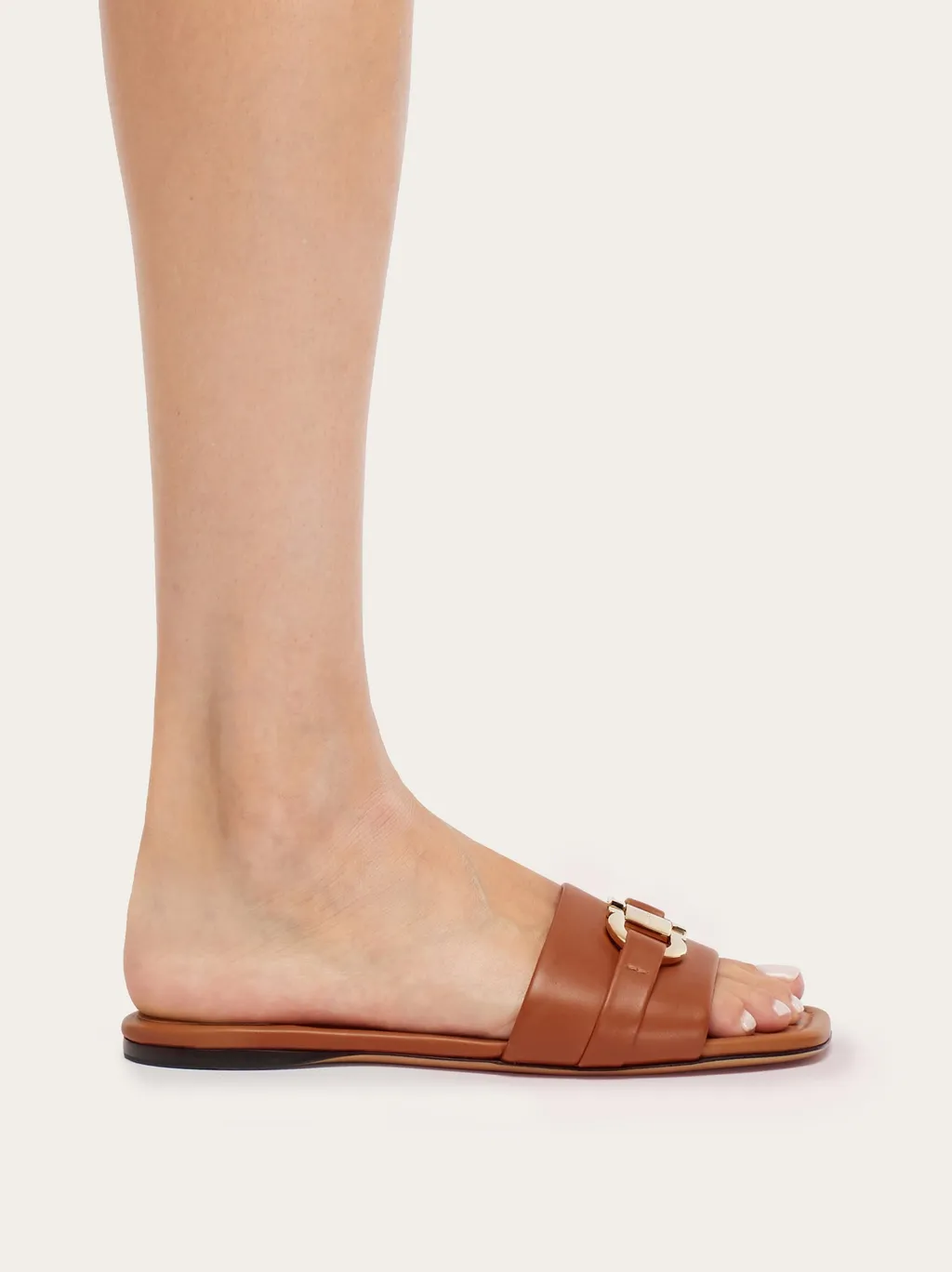 Salvatore Ferragamo Gancini-Buckle Open-Toe Slides