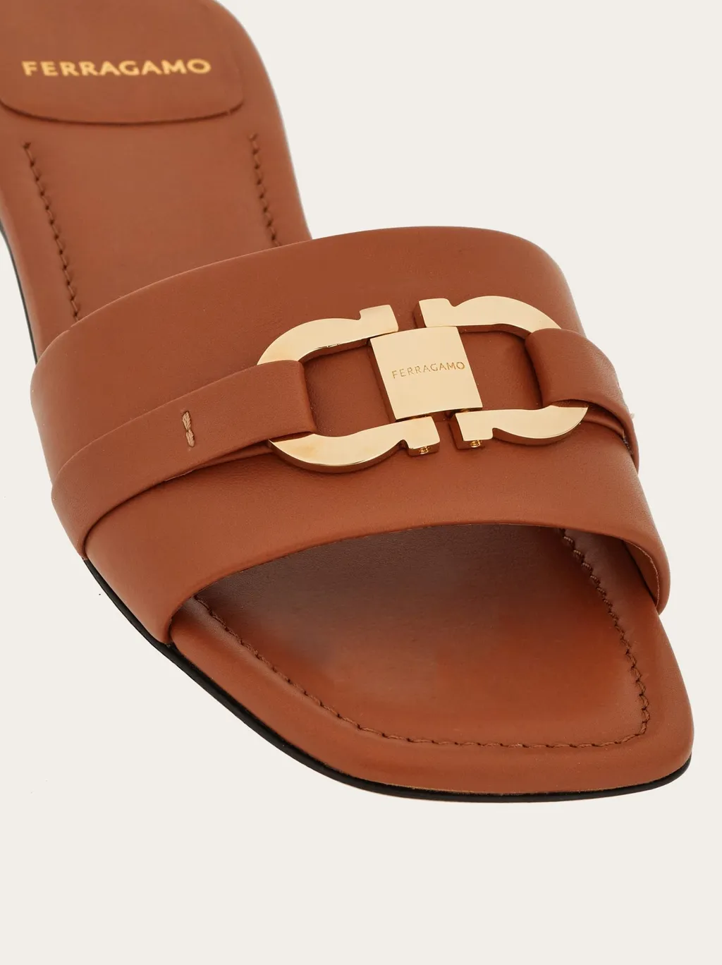 Salvatore Ferragamo Gancini-Buckle Open-Toe Slides
