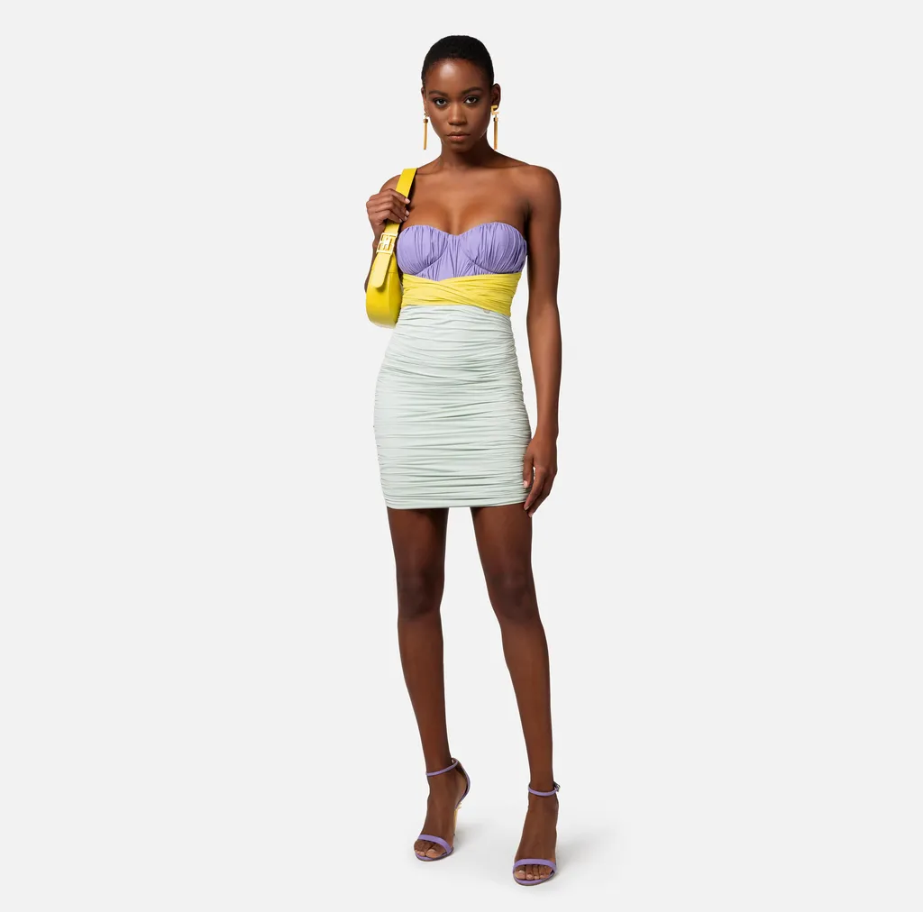 Elisabetta Franchi Tricolour Draped Jersey Mini Dress