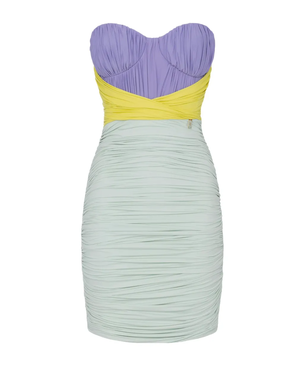 Elisabetta Franchi Tricolour Draped Jersey Mini Dress
