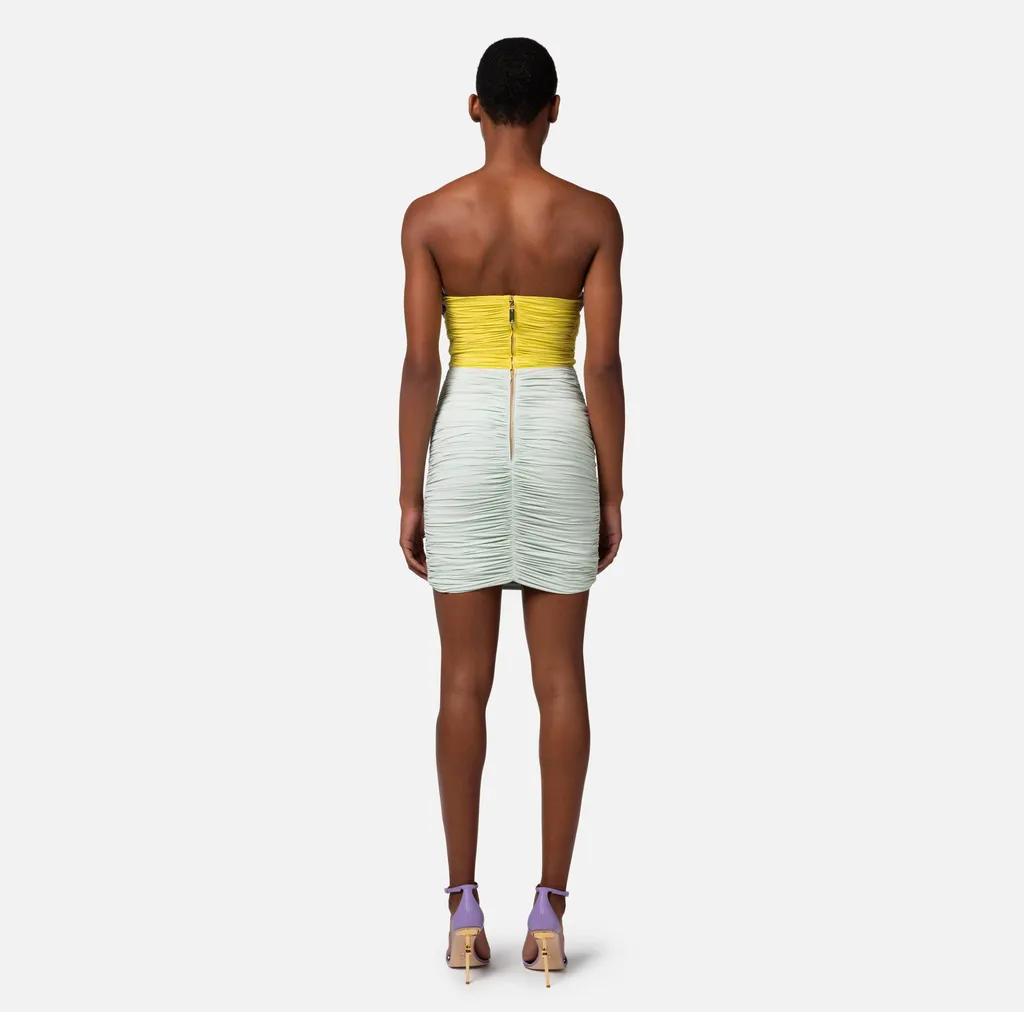 Elisabetta Franchi Tricolour Draped Jersey Mini Dress
