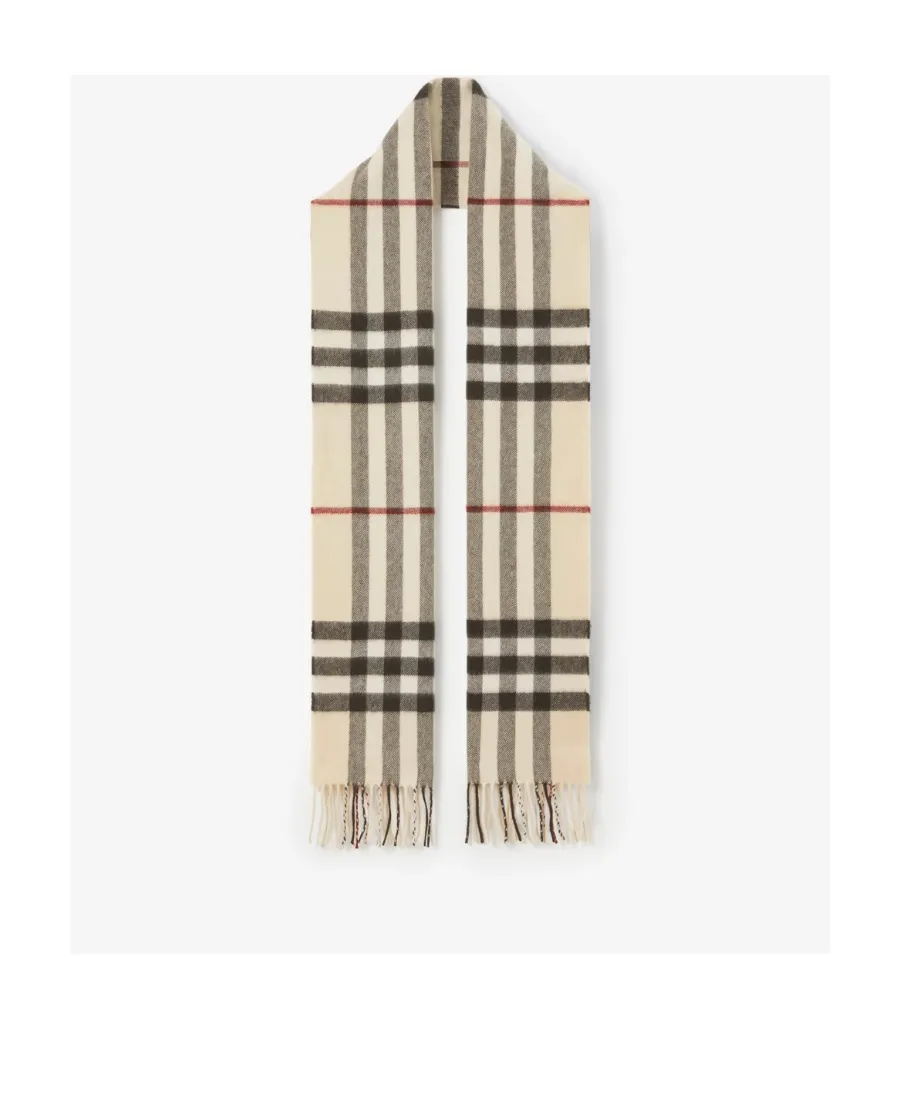 Burberry Check Pattern Fringed-Edge Scarf