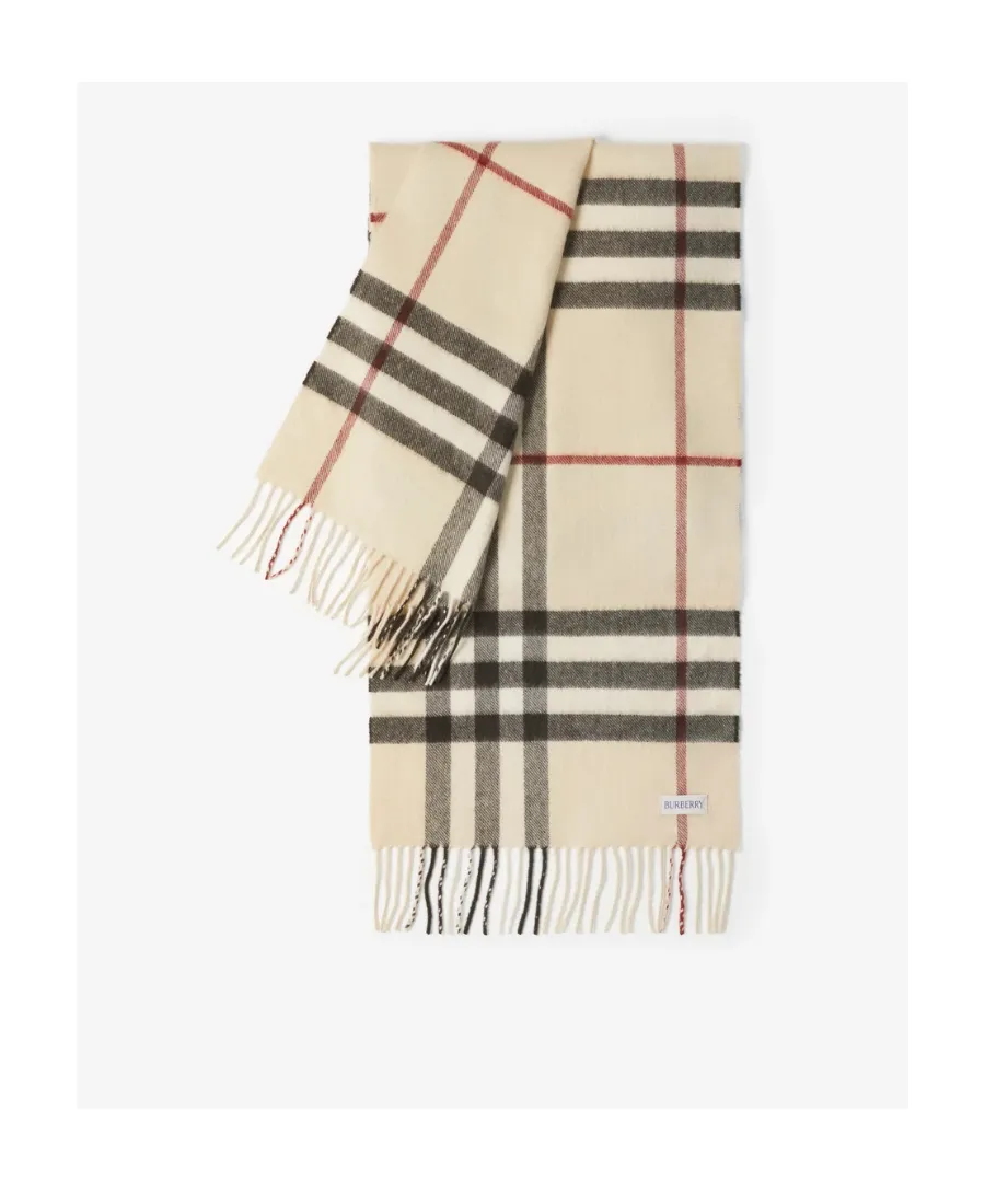 Burberry Check Pattern Fringed-Edge Scarf