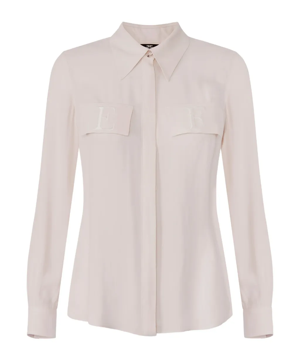 Logo-Embroidered Georgette Shirt