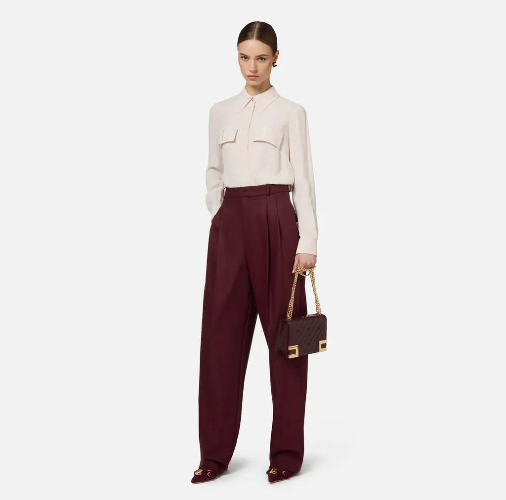 Logo-Embroidered Georgette Shirt