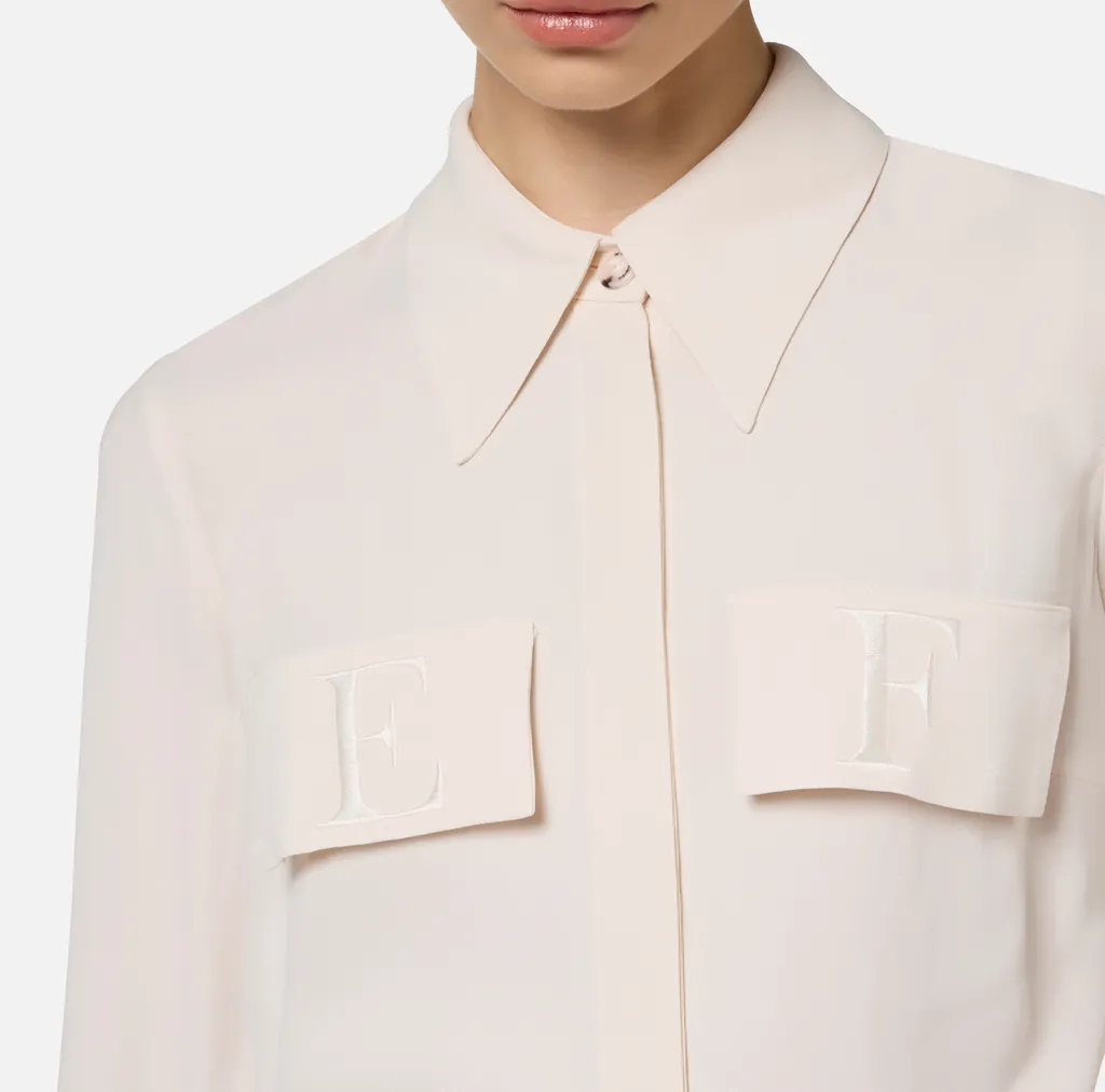Logo-Embroidered Georgette Shirt