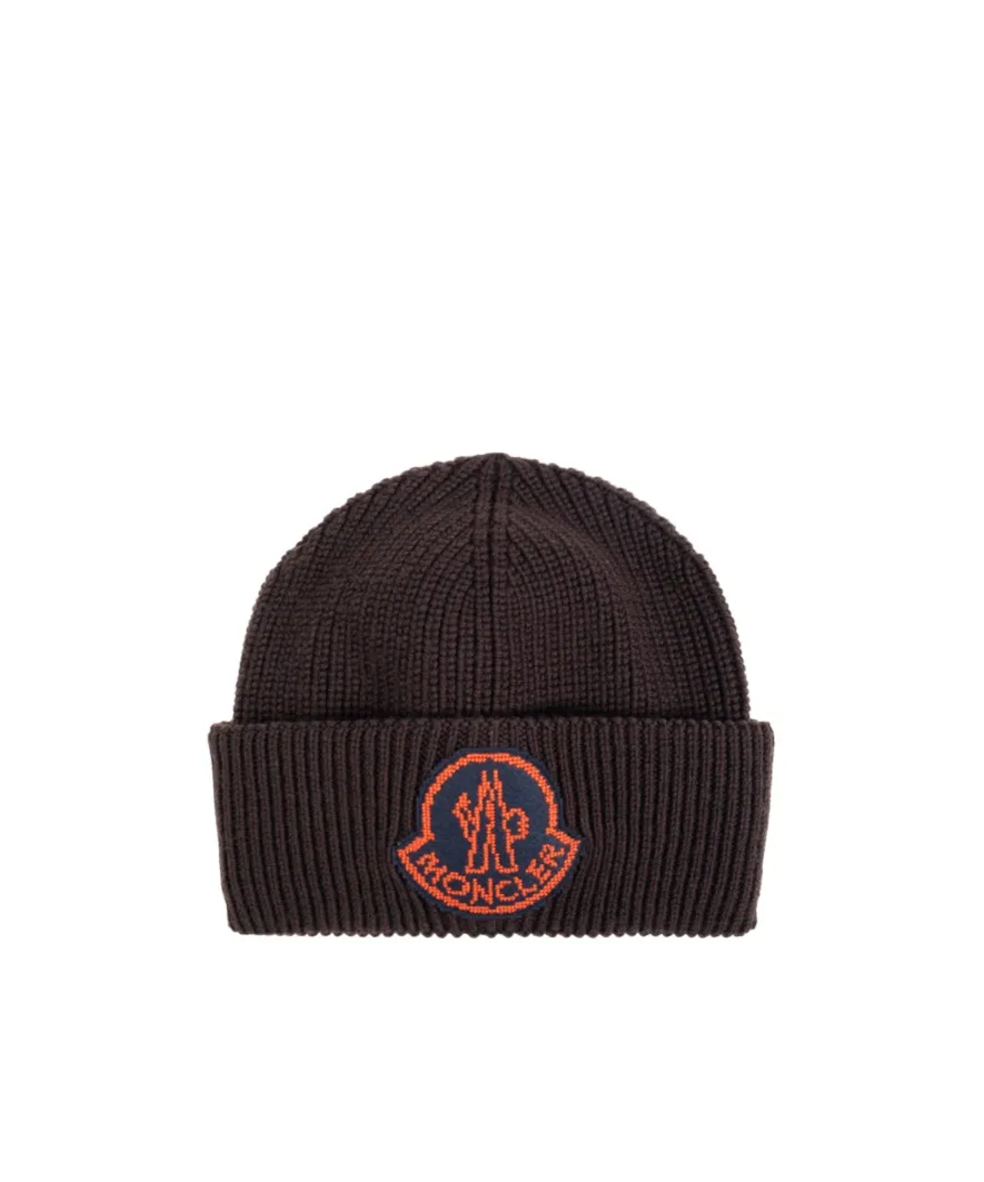 Moncler Logo Patch Ribbed Beanie